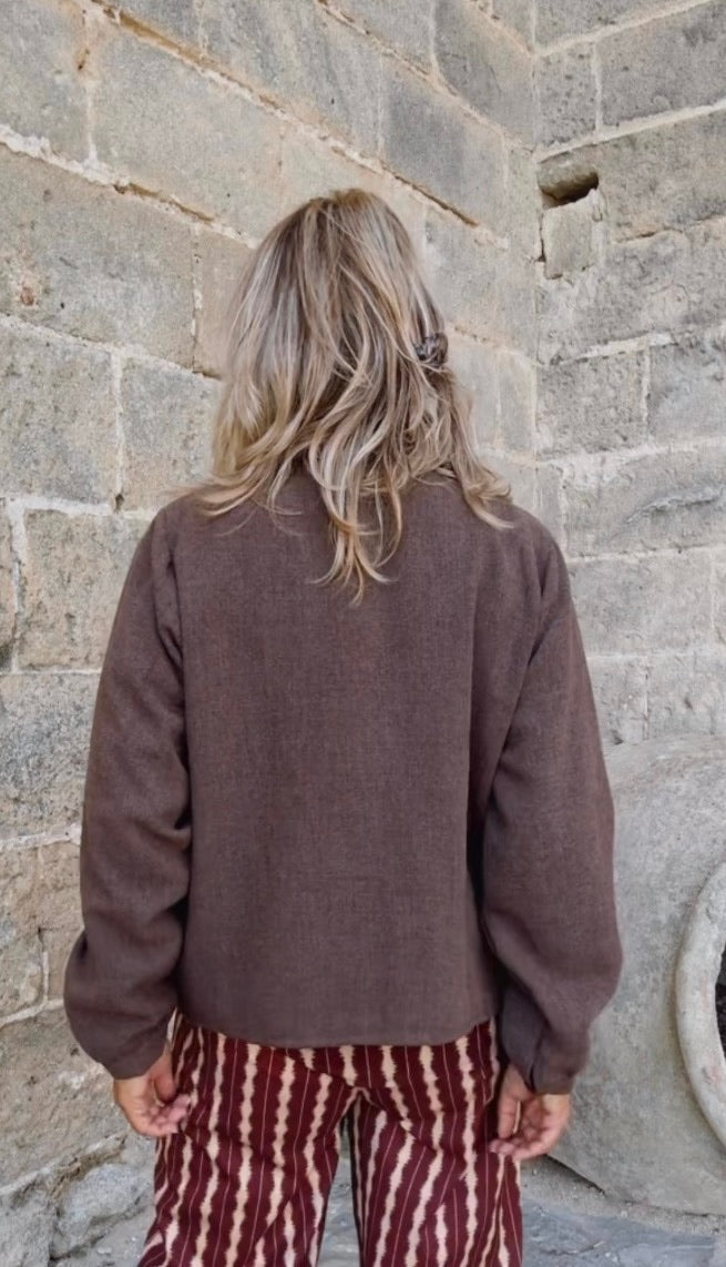 Chaqueta corta jaspeada marrón