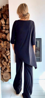 Pantalón ancho de tiro alto negro