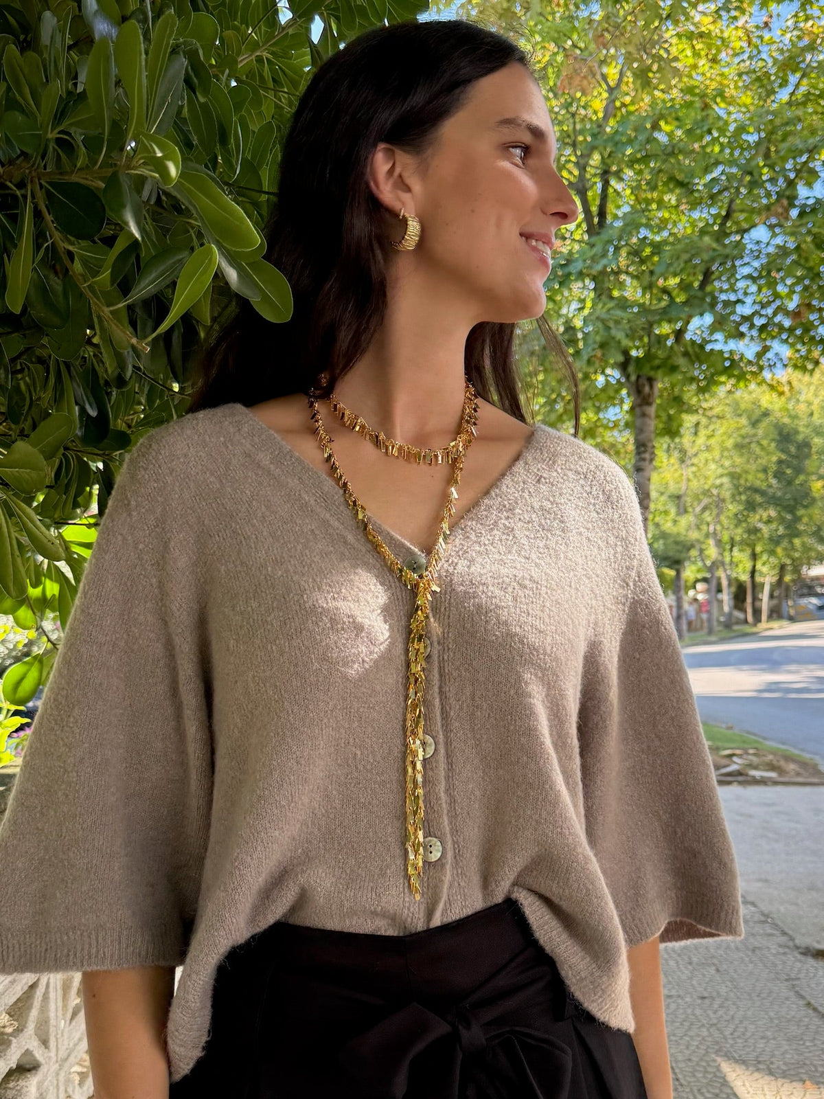 Chaqueta de punto topo