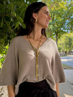 Chaqueta de punto topo