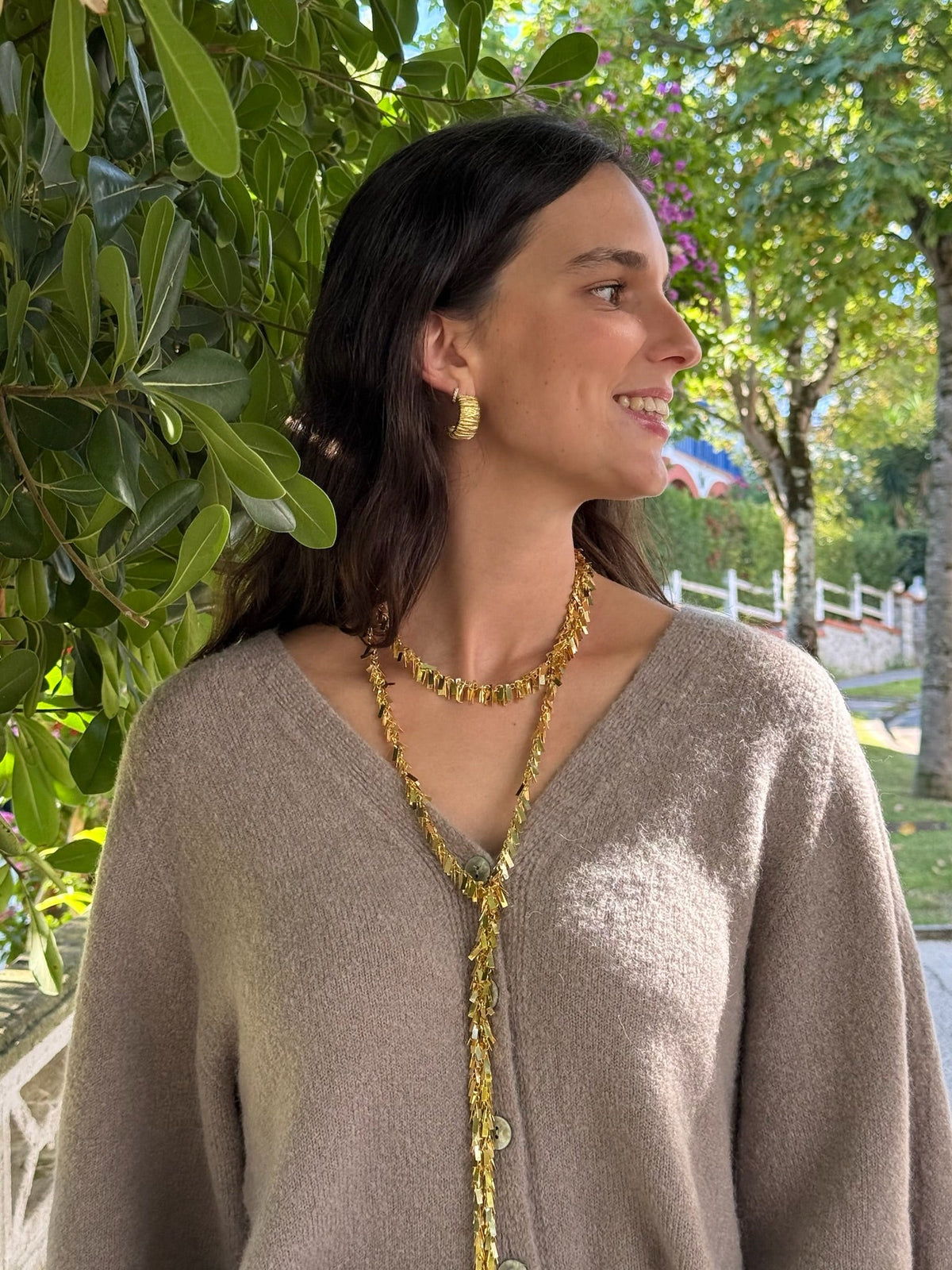 Chaqueta de punto topo