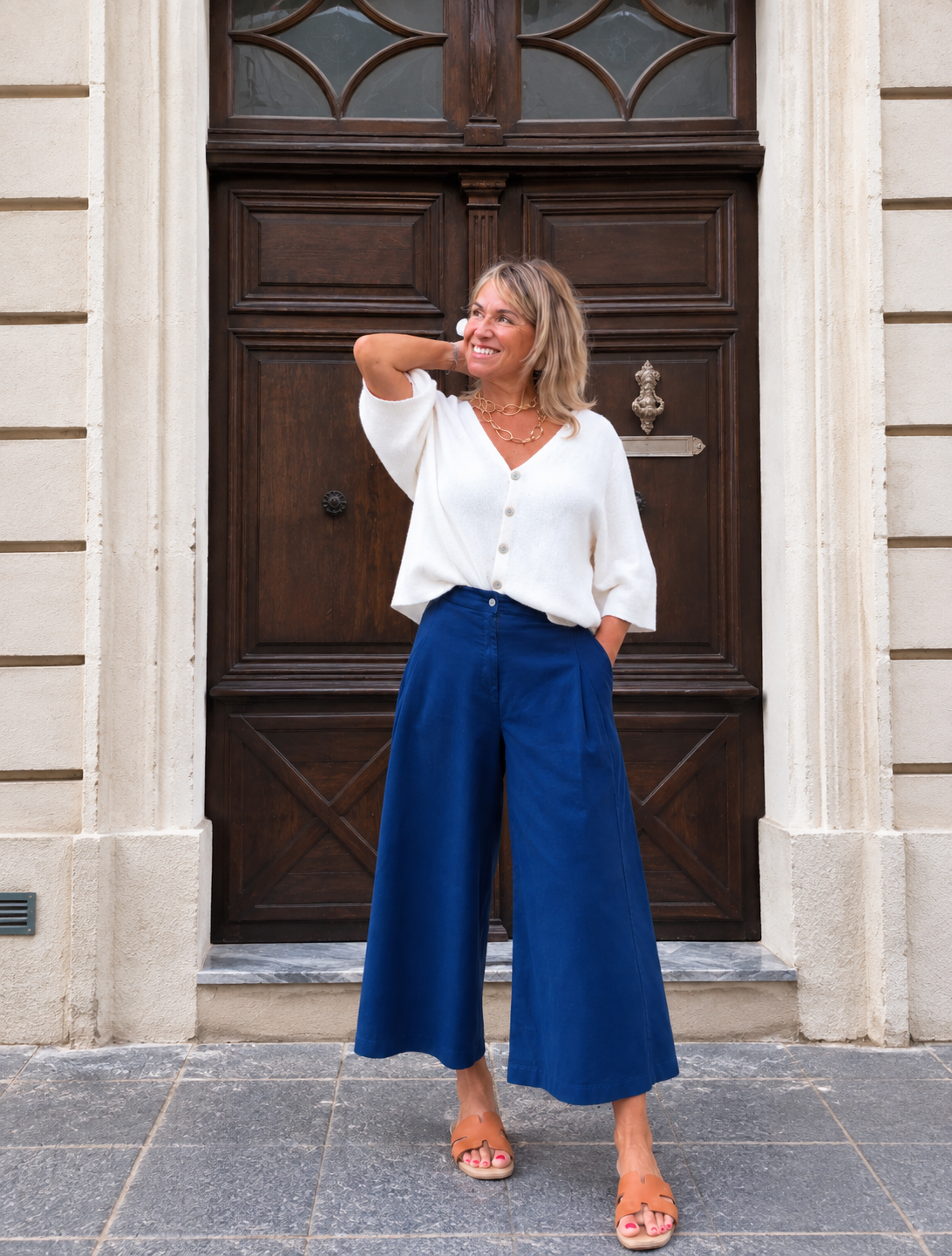 Pantalón tobillero azul