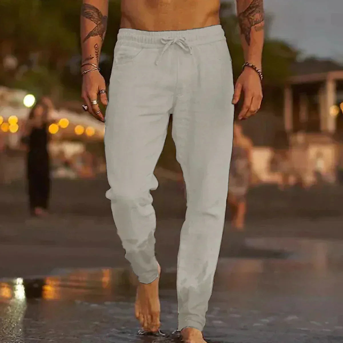 PANTALONES DE PLAYA DE LINO