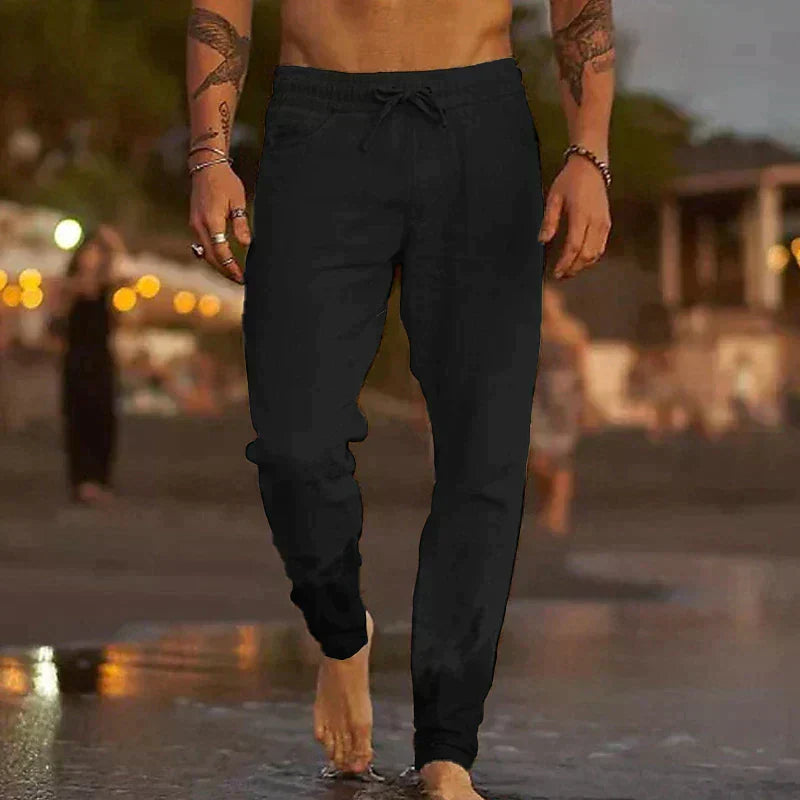 PANTALONES DE PLAYA DE LINO