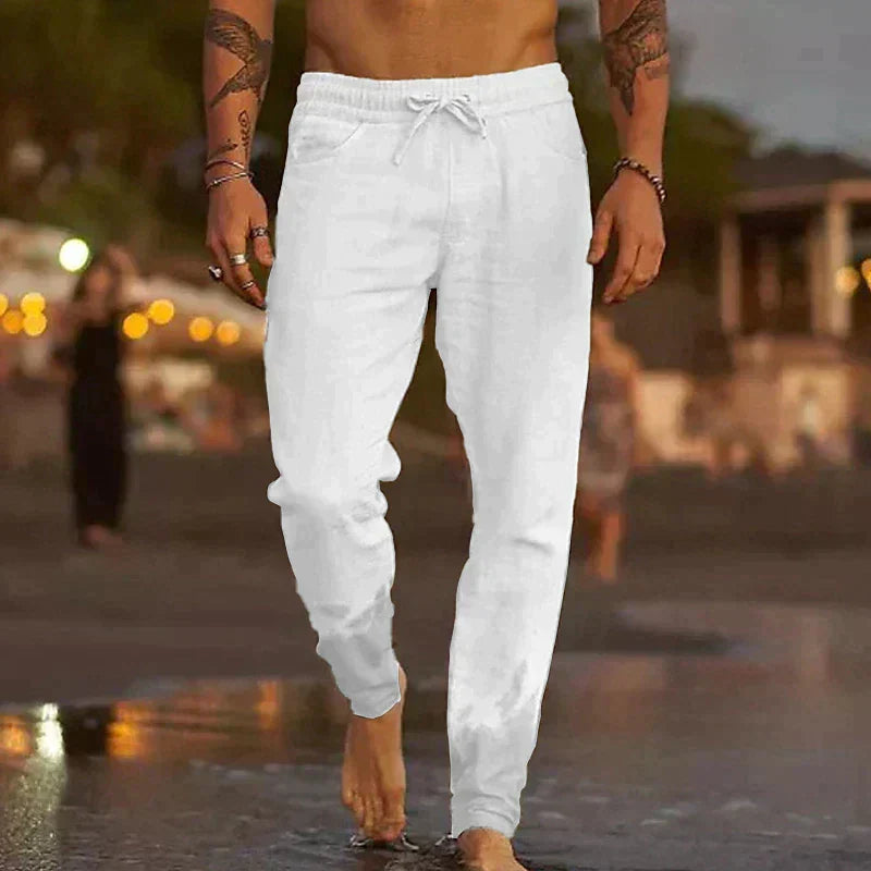 PANTALONES DE PLAYA DE LINO