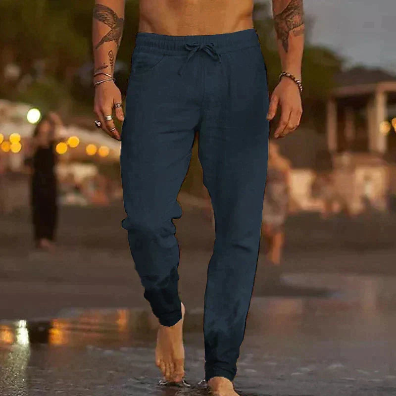 PANTALONES DE PLAYA DE LINO