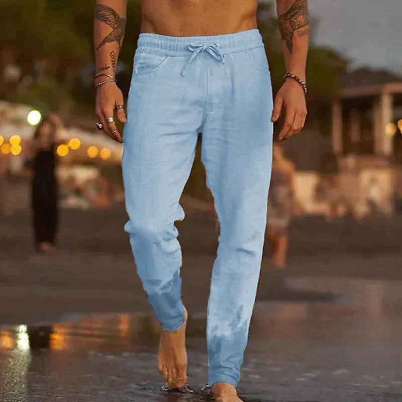 PANTALONES DE PLAYA DE LINO