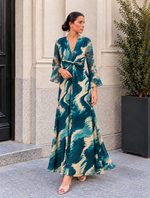Vestido largo estampado azul