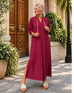 Vestido caftán midi burdeos