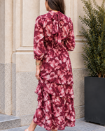 Vestido midi floral rosa