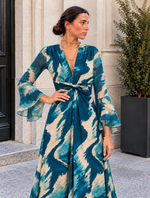 Beatriz · Vestido largo estampado azul