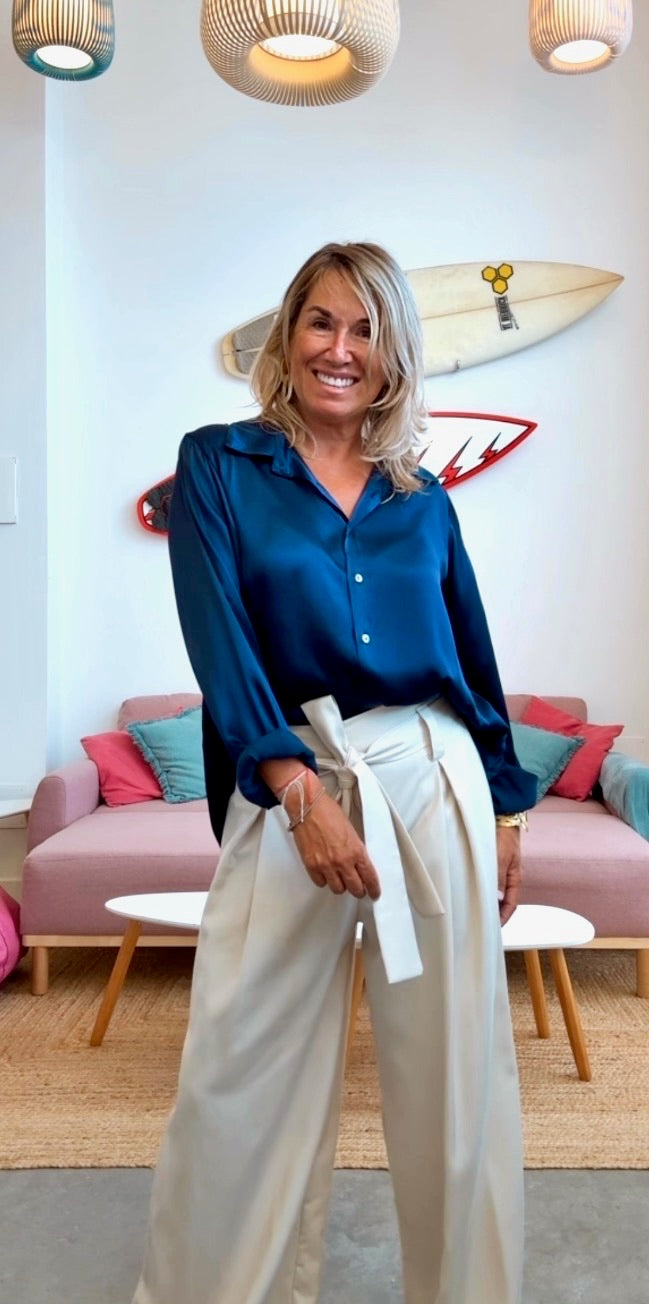 Camisa satinada marino