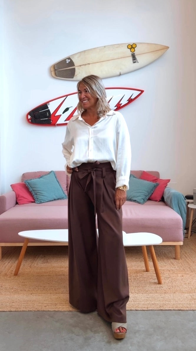 Camisa satinada beige