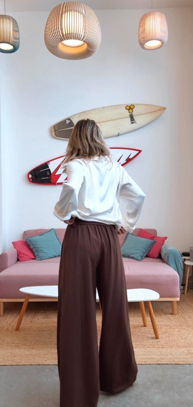 Camisa satinada beige