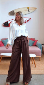 Camisa satinada beige