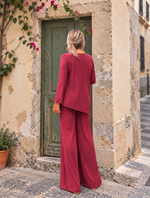 Pantalón ancho de tiro alto granate