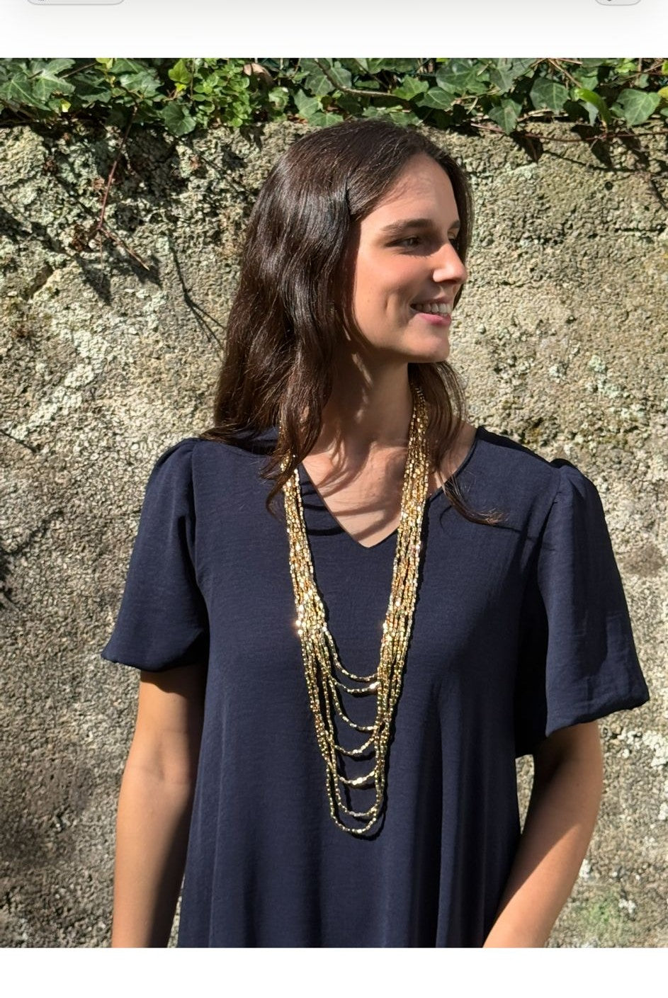 Aura · Collar multicadena dorado