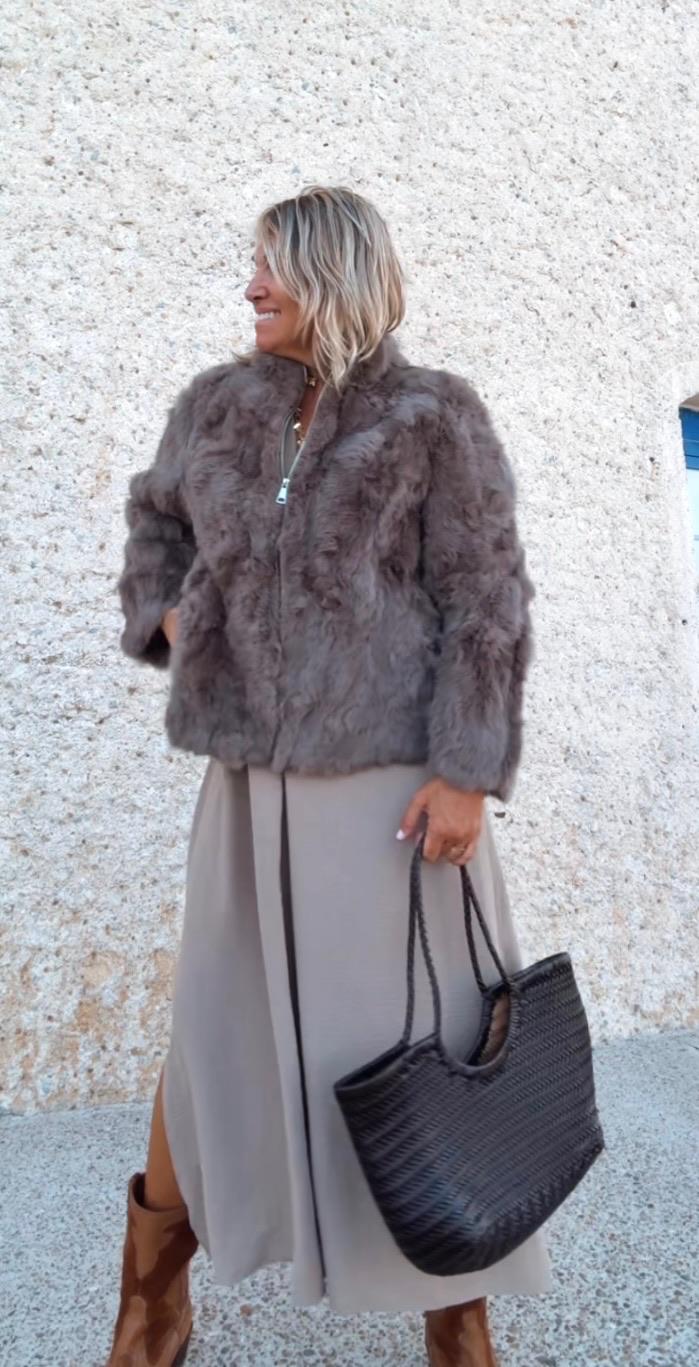 Vestido caftán midi taupe