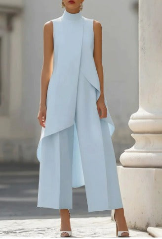 Conjunto de cuello alto y pantalón palazzo
