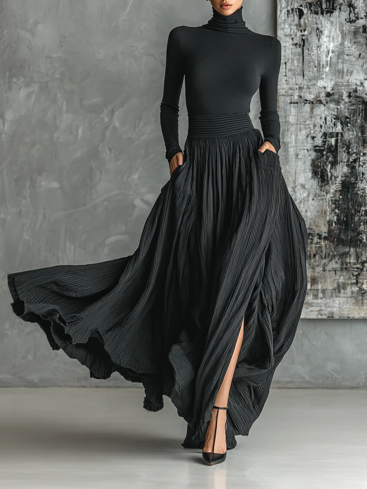 Paula · Conjunto de falda plisada y cuello alto