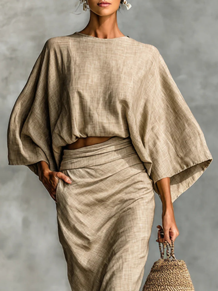 Conjunto elegante de dos piezas con falda