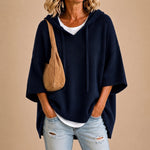 Poncho 100% lana de Cashmere con capucha + bolso de regalo