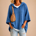 Poncho 100% lana de Cashmere con capucha + bolso de regalo