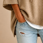 Poncho 100% lana de Cashmere con capucha + bolso de regalo