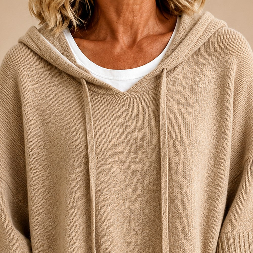 Poncho 100% lana de Cashmere con capucha + bolso de regalo