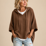 Poncho 100% lana de Cashmere con capucha + bolso de regalo