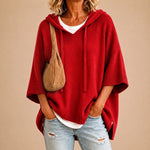 Poncho 100% lana de Cashmere con capucha + bolso de regalo