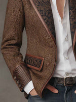 Blazer con canesú y estampado de espiga