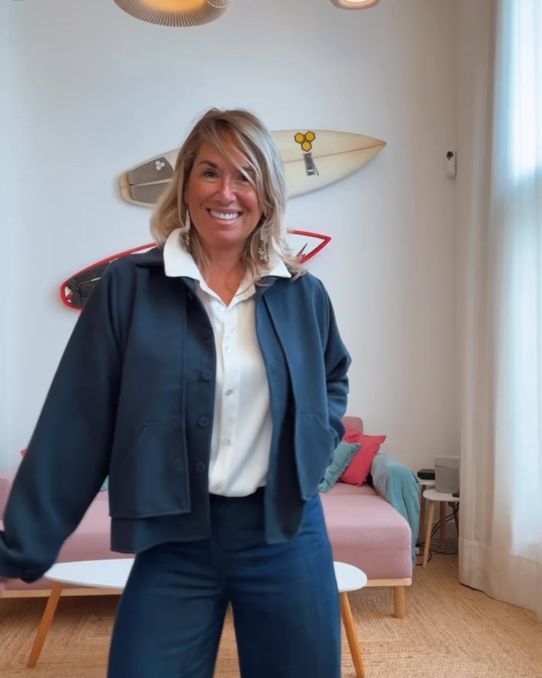 Chaqueta corta jaspeada marino