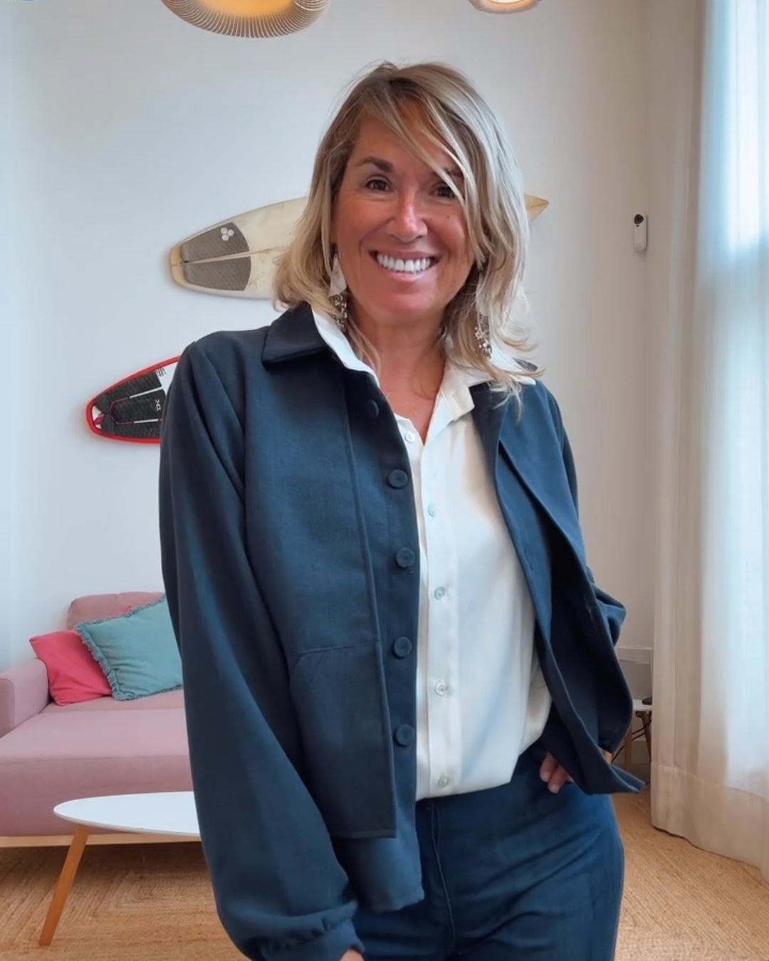Chaqueta corta jaspeada marino