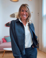 Chaqueta corta jaspeada marino
