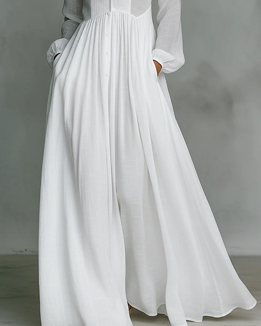 Vestido largo cuello mao
