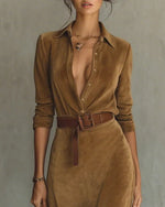 Vestido largo efecto ante