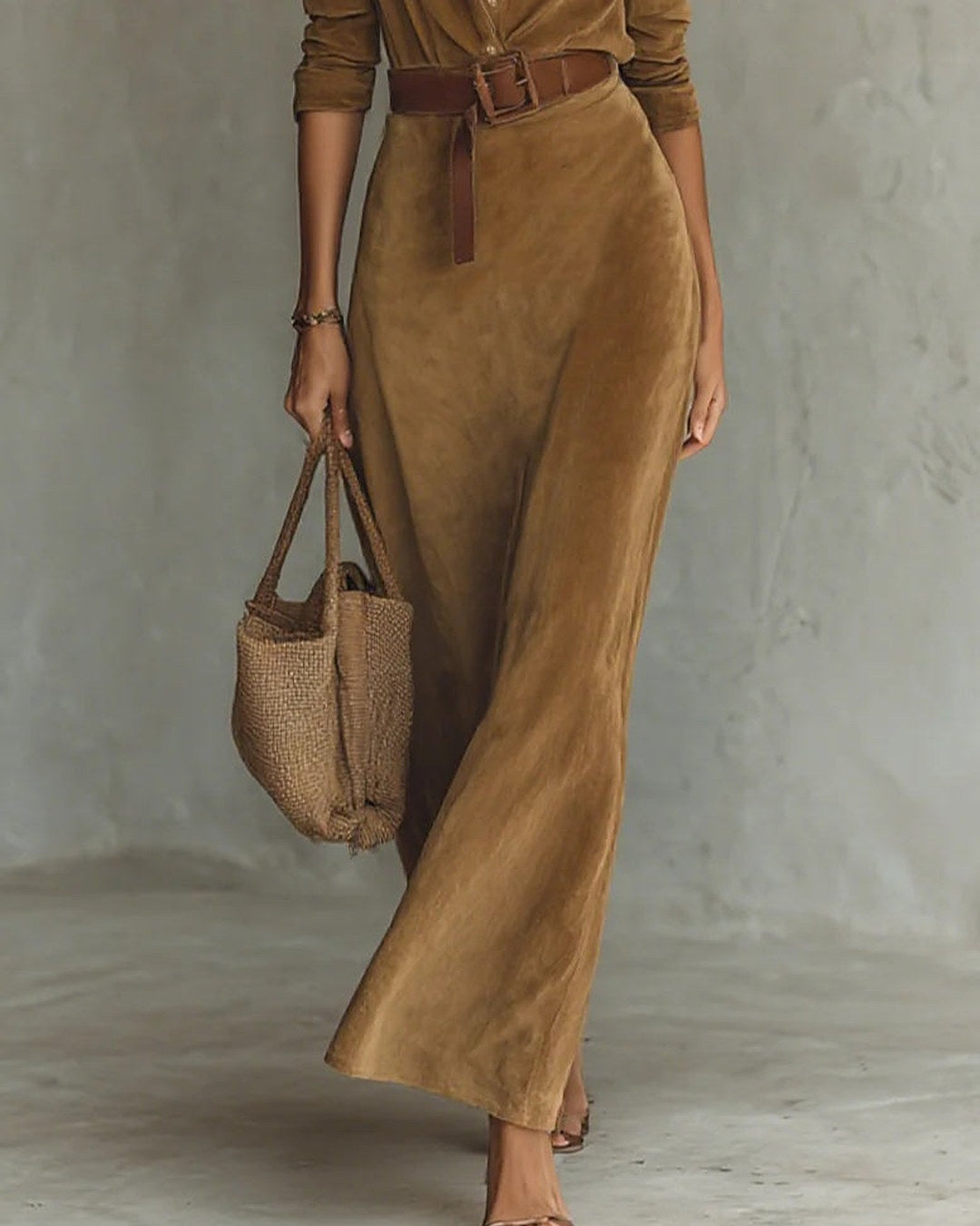 Vestido largo efecto ante