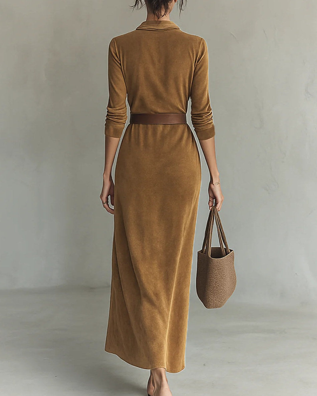 Vestido largo efecto ante