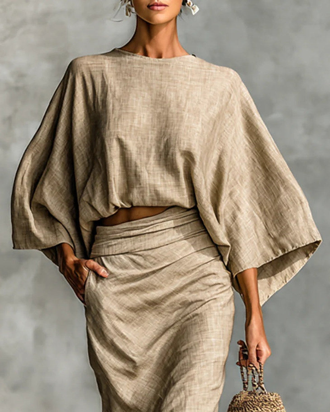 Conjunto de top y falda larga