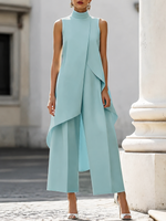 Conjunto de cuello alto y pantalón palazzo