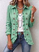 Chaqueta de cuadros vichy con volantes