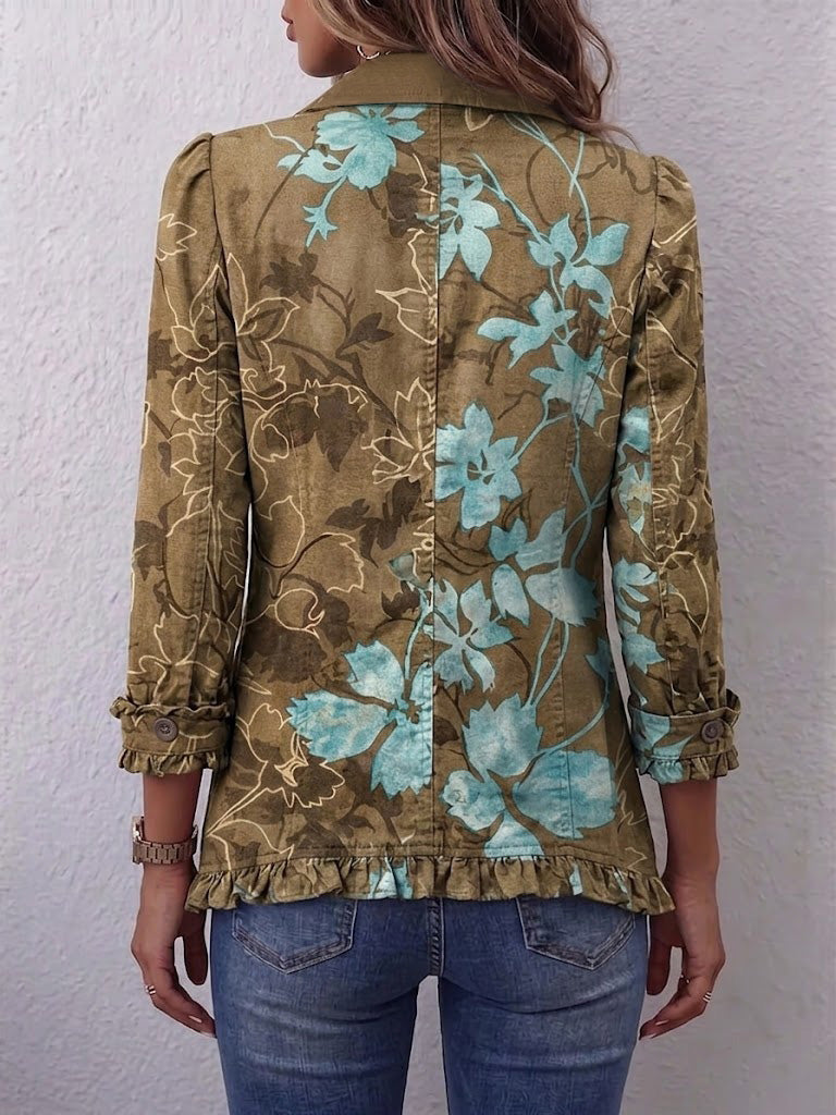 Gloria · Chaqueta floral degradado con volantes