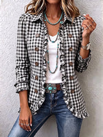 Chaqueta de cuadros vichy con volantes