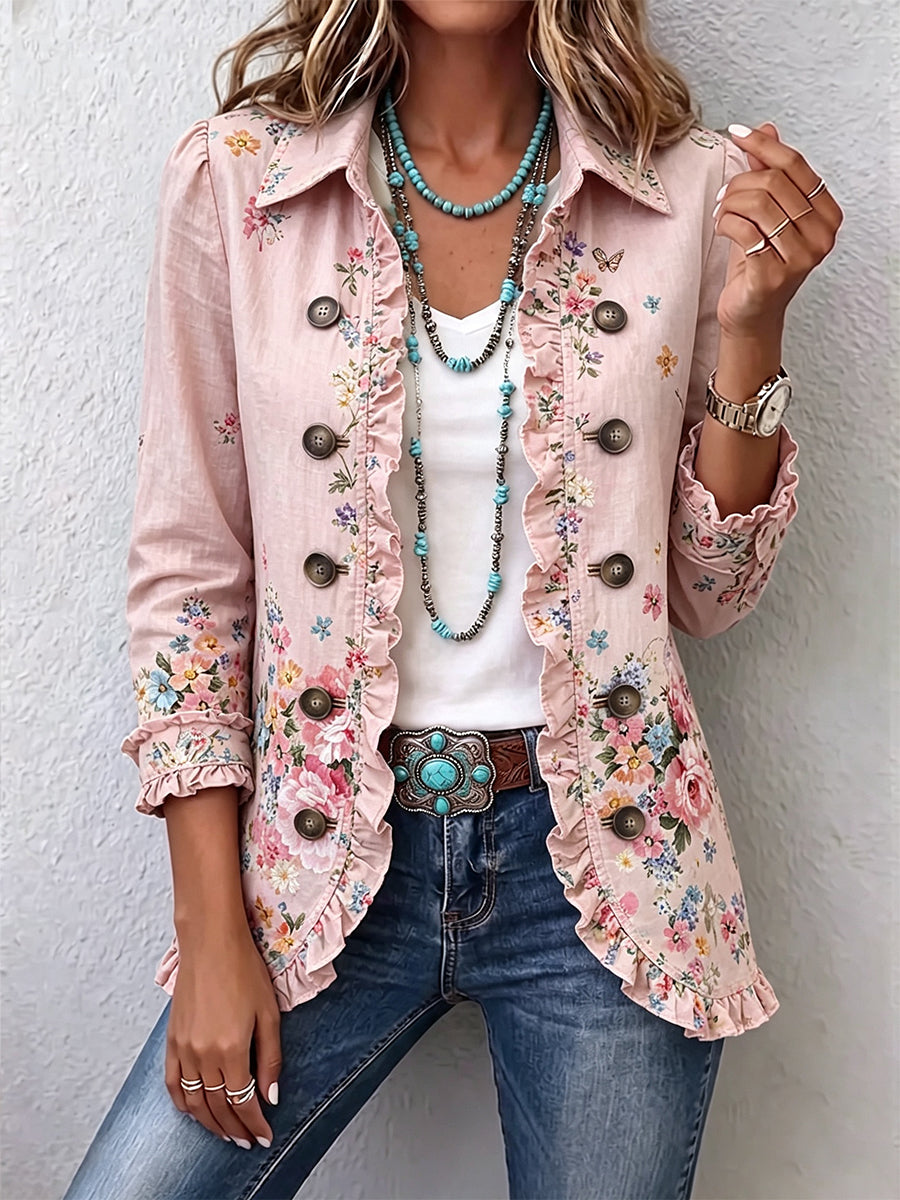 Soledad · Chaqueta floral con volantes