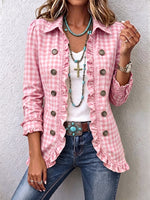Chaqueta de cuadros vichy con volantes