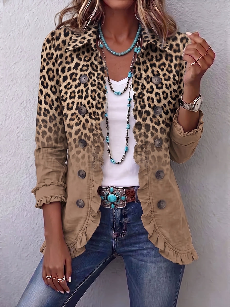 Estrella · Chaqueta leopardo degradado con volantes