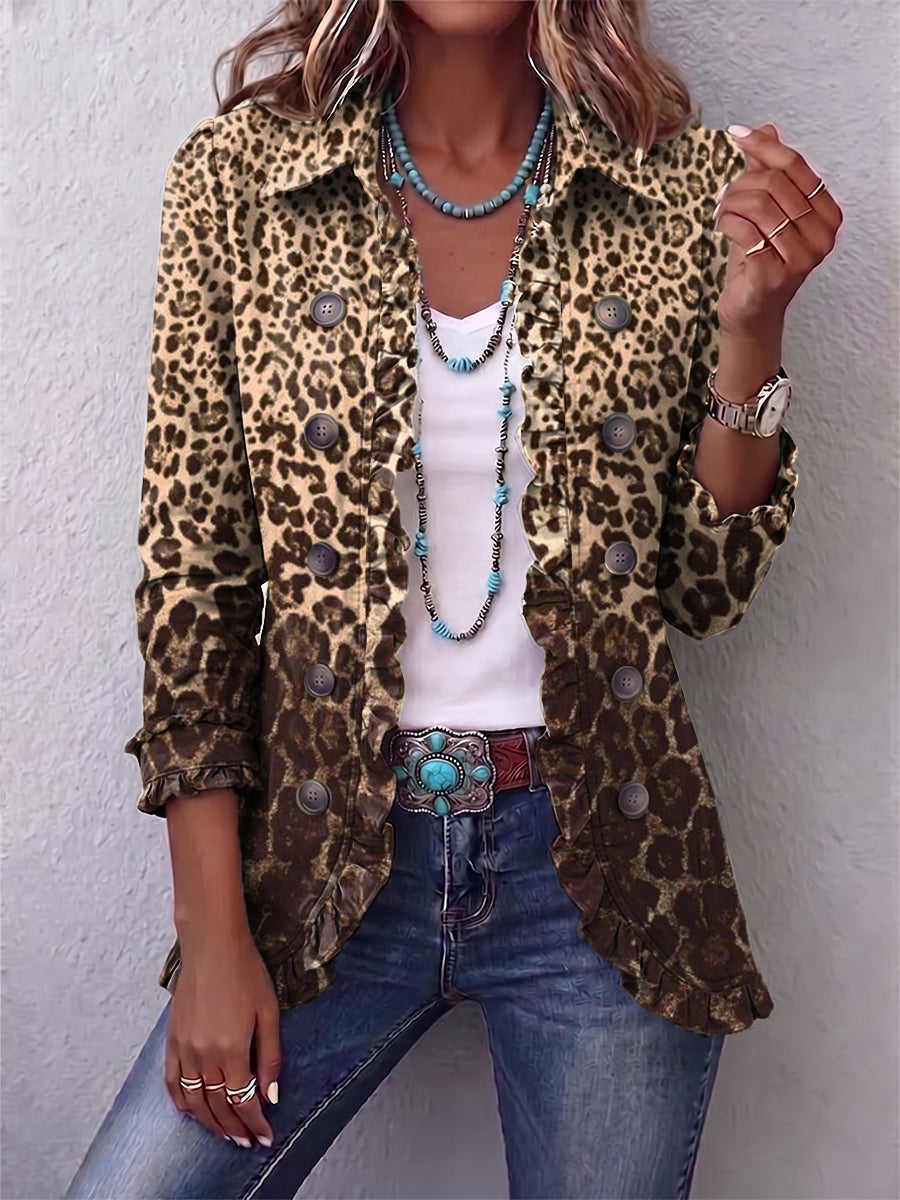 Chaqueta leopardo con volantes