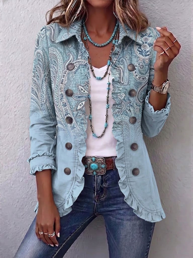 Chaqueta cachemira vintage con volantes