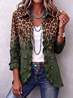 Chaqueta blazer leopardo degradado con volantes